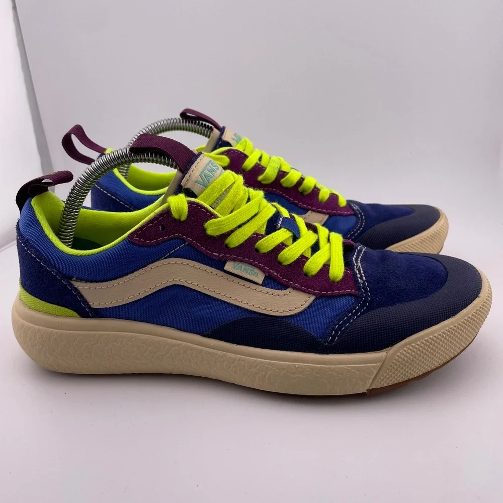 Vans Ultrarange Exo SE Shoes Blue Neon Yellow Purple Tan Suede‎ Men 6.5 Women 8